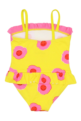لباس سباحة قطعة واحدة للأطفال بطبعات زهور